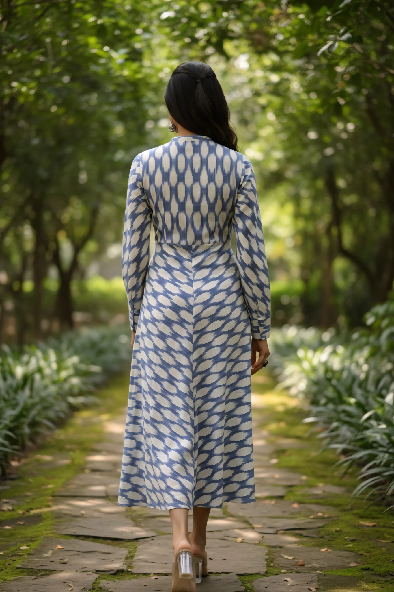 Icy Whisper Flecks Flared Panel Midi Dress