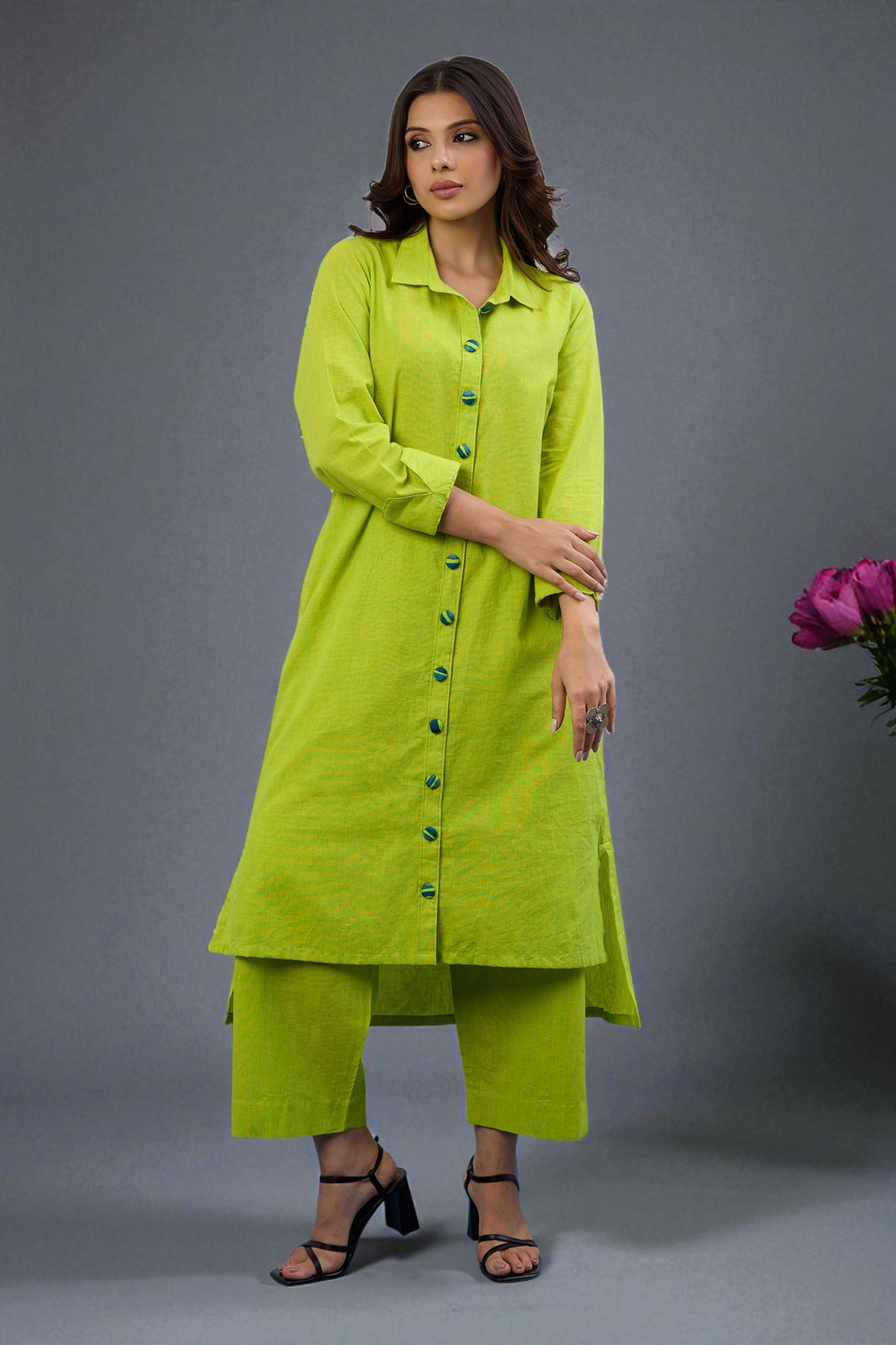 Coord Set  Citrina Hi-Low Hem Kurta  (set of 2)