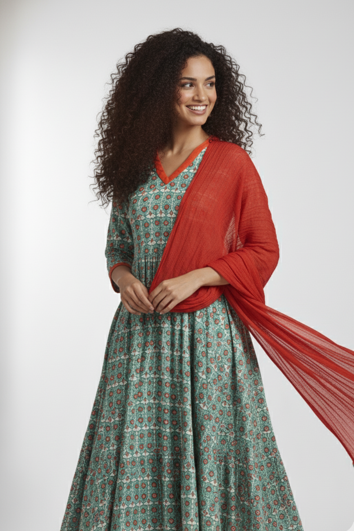 chiffon dupatta - sunset orange