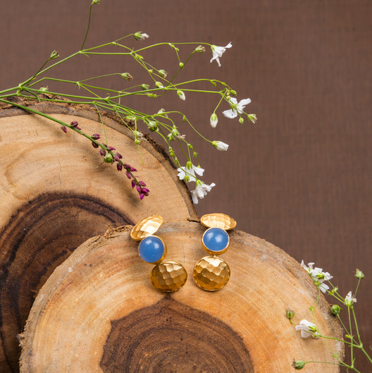 jewelry - berserk - Gold Plated Lapis Half Hoops